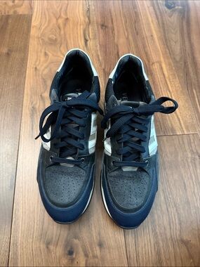 Versace Navy and White Men's Low-Top Sneakers